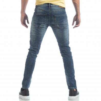 Washed Jeans de bărbați albaștri cu rupturi it040219-10 3