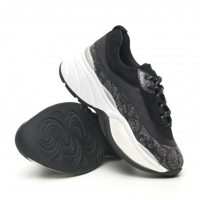 Pantofi sport voluminoși de dama în negru și argintiu it281019-24 5