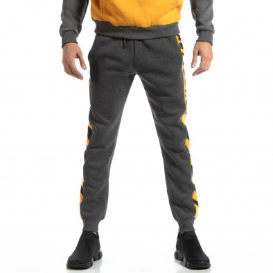 Pantaloni sport pentru bărbați cu banda galbenă it261018-49 3