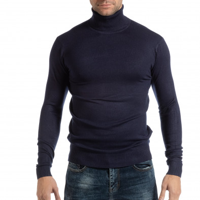 Pulover albastru pentru bărbați din tricot fin cu guler rulat  it261018-106 2