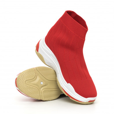 Pantofi sport de dama Slip-on din țesătură tehnică roșie it130819-46 5