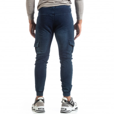 Pantaloni sport albaștri de bărbați tip Cargo Jeans it170819-29 4