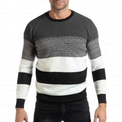 Pulover pentru bărbați în negru și alb din țesătură tehnică it261018-111 2