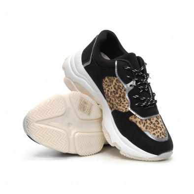 Pantofi sport de dama Chunky în negru și leopard it240419-42 4