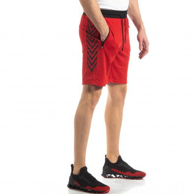 Pantaloni sport scurți roșii cu benzi de bărbați it210319-59 2