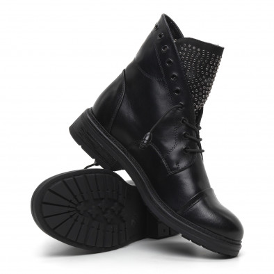 Botine de dama negre cu limbă decorată it260919-67 5