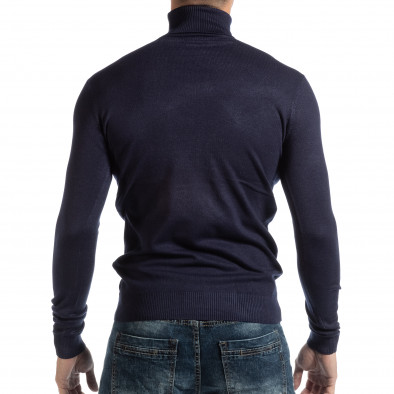 Pulover albastru pentru bărbați din tricot fin cu guler rulat  it261018-106 3