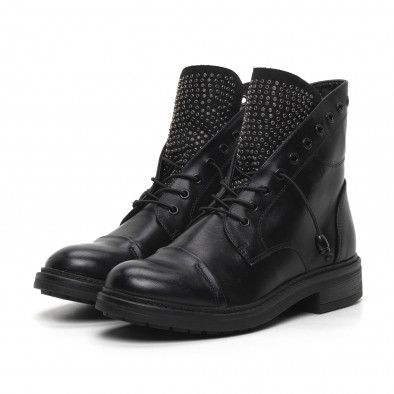 Botine de dama negre cu limbă decorată it260919-67 4
