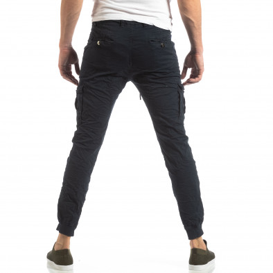 Pantaloni cargo de bărbați albaștri cu manșete din tricot it210319-21 4