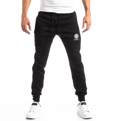 Pantaloni sport negri cu logo pentru bărbați it250918-42 3