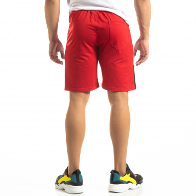 Pantaloni scurți sport roșii de bărbați cu alb și negru it150419-31 3