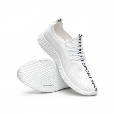 Pantofi sport din țesătură tehnică albă pentru bărbați it240419-3 4