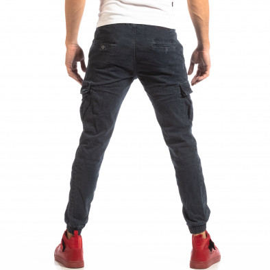 Pantaloni cargo pentru bărbați albaștri cu elastic la glezna it261018-23 4