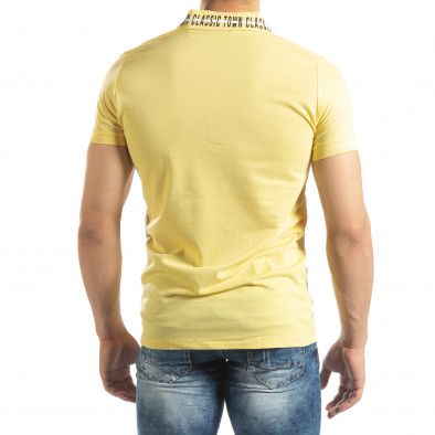 Polo de bărbați galben cu imprimeu pe guler it150419-99 3