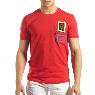 Tricou roșu pentru bărbați cu aplicații din cauciuc it150419-70 3