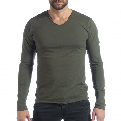 Bluză în verde militar V-neck pentru bărbați  it040219-84 2