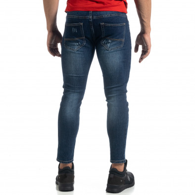 Blugi de bărbați Cropped albaștri cu accente Slim fit it041019-37 4