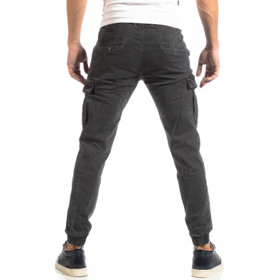 Pantaloni cargo pentru bărbați gri cu elastic la glezna it261018-24 4