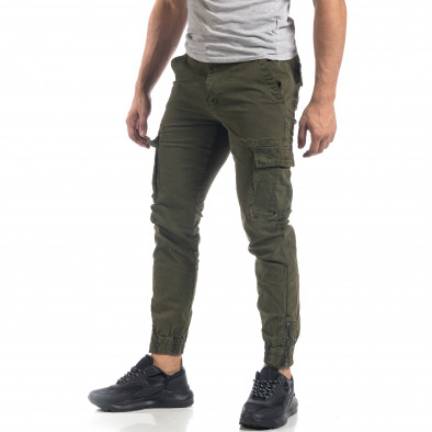 Pantaloni cargo de bărbați verzi cu fermoare it071119-27 3