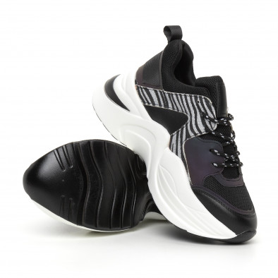 Pantofi sport voluminoși de dama negru și zebră it130819-82 4