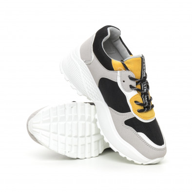 Pantofi sport ușori pentru dama gri și galben it130819-62 4