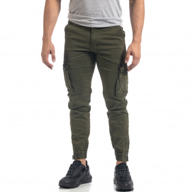 Pantaloni cargo de bărbați verzi cu fermoare it071119-27 2