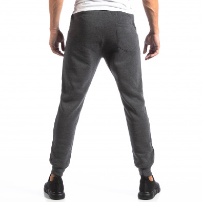 Pantaloni sport gri închis cu benzi negre pentru bărbați it250918-48 4
