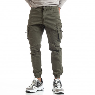 Pantaloni verzi de bărbați cu buzunare cu fermoar it170819-3 3