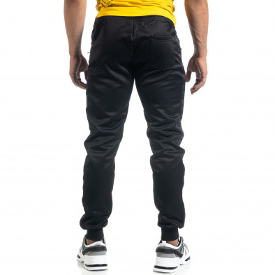 Jogger de bărbați negru cu imprimeu bandă Black Sport it041019-1 3