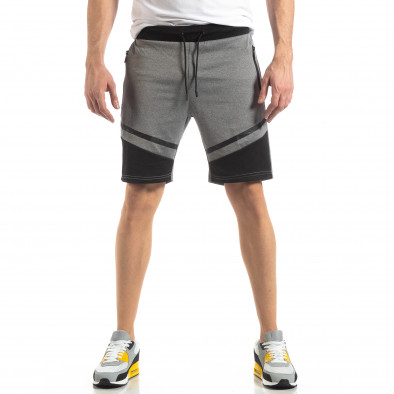 Pantaloni sport scurți gri cu accent negru pentru bărbați it210319-67 2