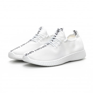 Pantofi sport din țesătură tehnică albă pentru bărbați it240419-3 3
