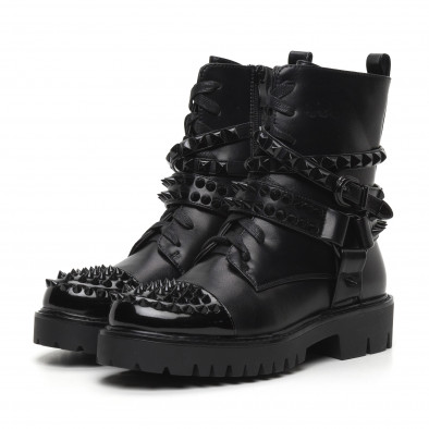 Botine de dama negre cu piele lustruită it260919-891 3