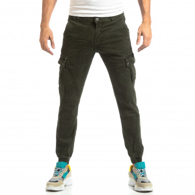 Pantaloni cargo pentru bărbați verzi cu elastic la glezna it261018-22 3