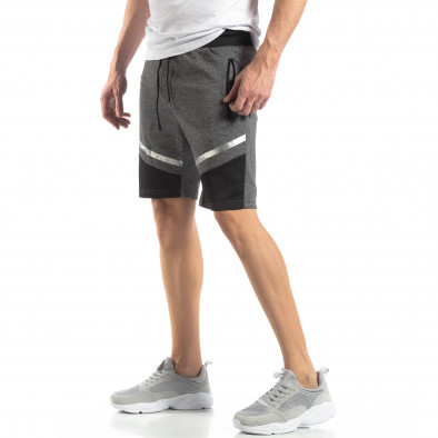 Pantaloni sport scurți gri cu accent argintiu pentru bărbați it210319-68 2