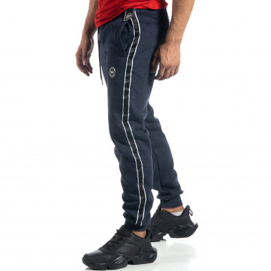 Pantaloni sport albaștri cu bandă pentru bărbați it041019-15 2
