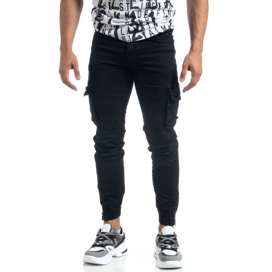 Cargo Jogger de bărbați negru cu fermoare it041019-39 4