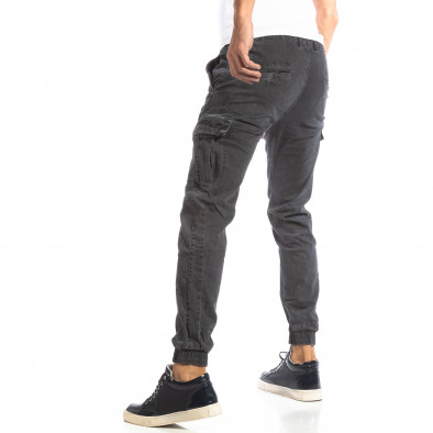 Pantaloni cargo pentru bărbați gri cu elastic la glezna it261018-24 2