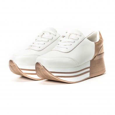 Pantofi sport cu platforma în auriu-alb pentru dama  it150818-71 3