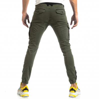 Pantaloni cargo pentru bărbați verzi cu accente negre it261018-31 4