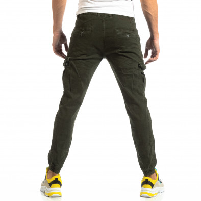 Pantaloni cargo pentru bărbați verzi cu elastic la glezna it261018-22 4