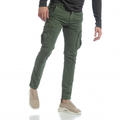 Pantaloni de bărbați verzi cu buzunare cargo it040219-39 2