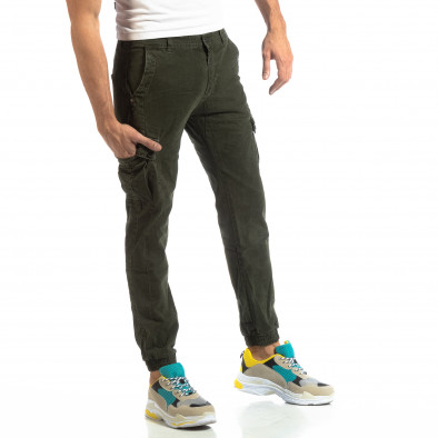 Pantaloni cargo pentru bărbați verzi cu elastic la glezna it261018-22 2