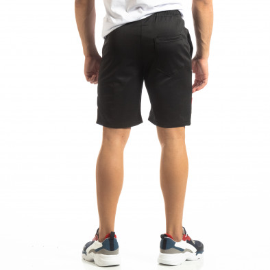 Pantaloni scurți de sport negri cu benzi pentru bărbați  it150419-24 3
