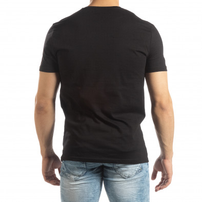 Tricou negru pentru bărbați cu aplicații din cauciuc it150419-69 3