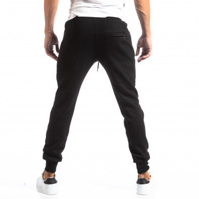 Pantaloni sport negri cu logo pentru bărbați it250918-42 4