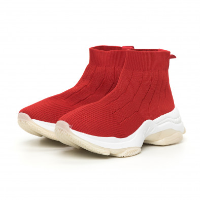 Pantofi sport de dama Slip-on din țesătură roșie it130819-48 3