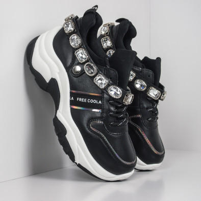Pantofi sport de dama negri cu pietre it260919-62 3