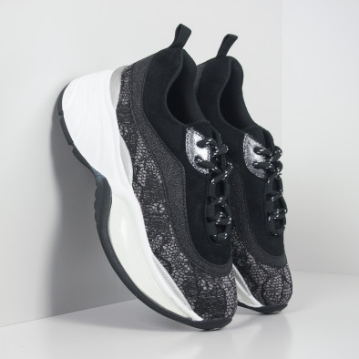 Pantofi sport voluminoși de dama în negru și argintiu it281019-24 4