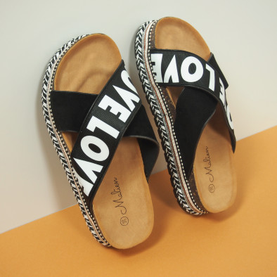 Papuci de dama negri cu platformă LOVE  it050619-41 3