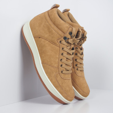Teniși înalți de bărbați tip ghete în camel it251019-19 2